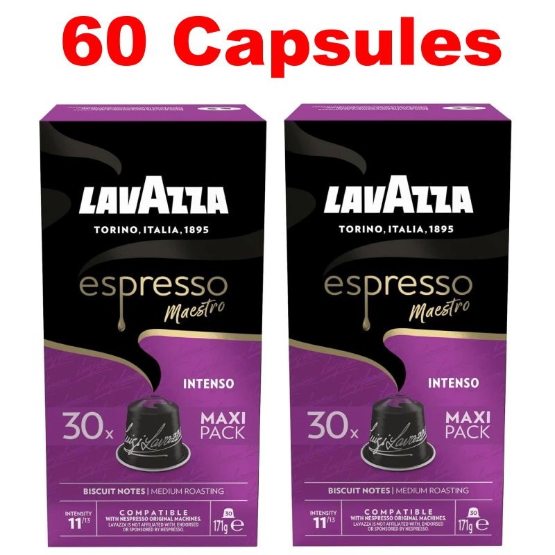 Lavazza Espresso Maestro Intenso Coffee Capsules Nespresso 30 or 60 Pods