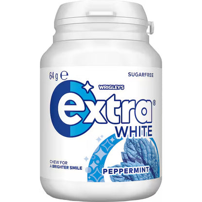 6 x 64g Wrigleys Extra White Peppermint Sugarfree Chewing Gum Fresh Mint Breath