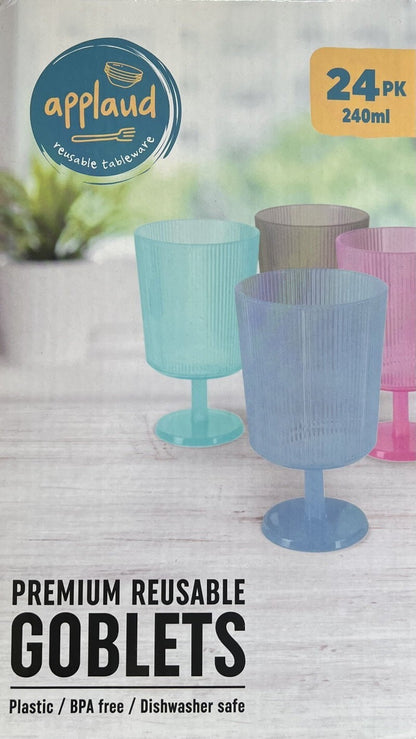 Applaud 24 Pack BPA-Free Reusable Wine Glasses Goblets 240ml Plastic Party Cups