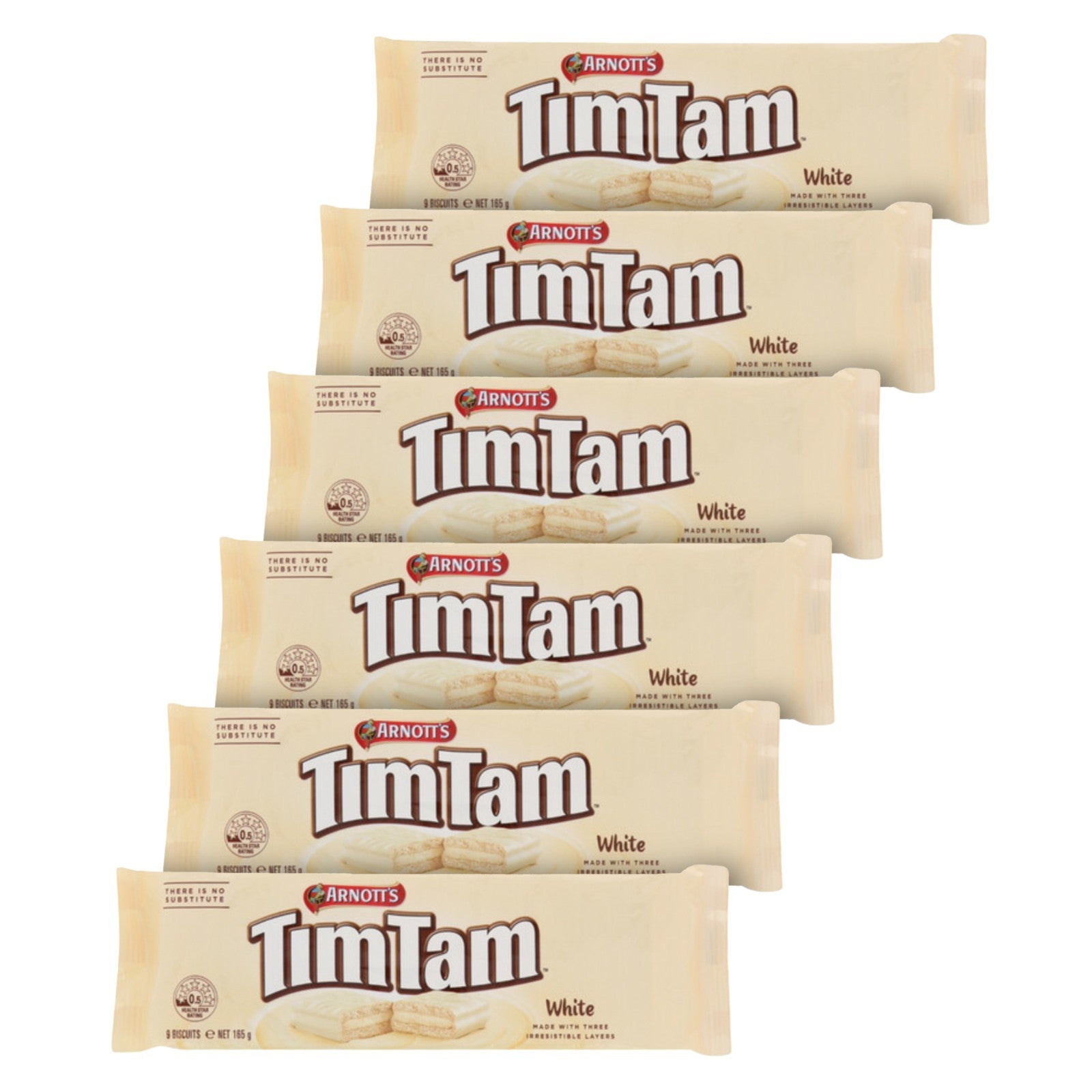 6 x 165g Arnott's Tim Tam Value Family Pack Malted White Chocolate Biscuits