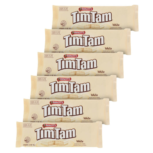6 x 165g Arnott's Tim Tam Value Family Pack Malted White Chocolate Biscuits