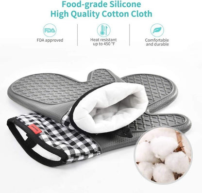 Ankway Silicone Oven Gloves and Pot Holders Set W/ Quilted Liner Heat Resistant
