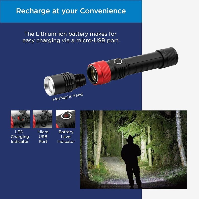 Camelion 3-in-1 LED Waterproof Rechargeable Flashlight Kit Work Light Flexible