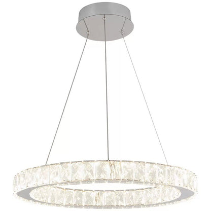 Artika Glass Crystal Halo LED Integrated Pendant Fixture Ring Light