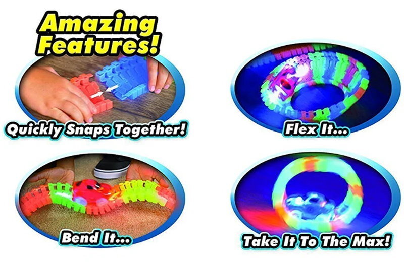 QWZ Railway Magical Flexible Track Car Toy Set DIY Railway Road 28/96/192 Pieces