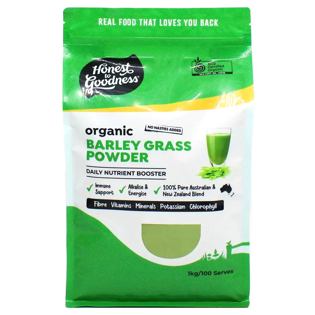 1Kg Honest To Goodness Organic Blended Barley Grass Powder Daily Nutrient Boost
