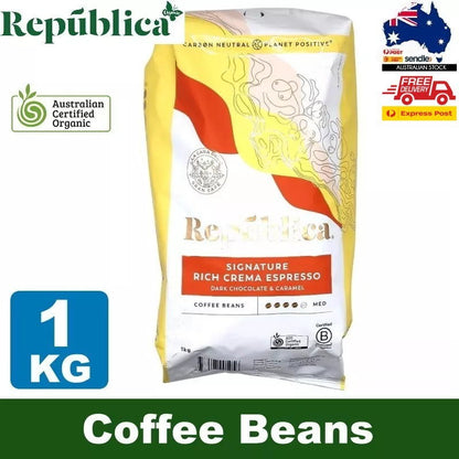 Republica Signature Organic Crema Espresso Chocolate & Caramel Coffee Beans 1kg