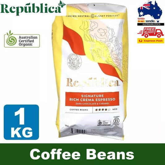 Republica Signature Organic Crema Espresso Chocolate & Caramel Coffee Beans 1kg