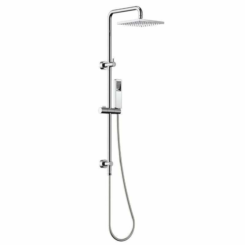 Clark CL10044.C3A Bathroom Square Rail Shower with Overhead - Chrome Faucet