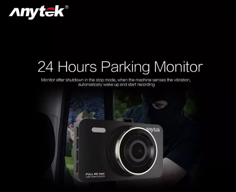 Anytek A78 Car Dash Cam Full HD 1080P Car DVR 170° w/ 24 Hour Parking Monitoring