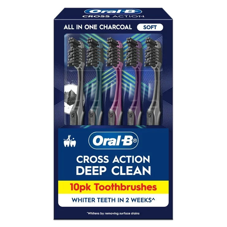 Oral-B Cross Action Deep Clean Ultrathin All In One Charcoal Toothbrush 10 Pack