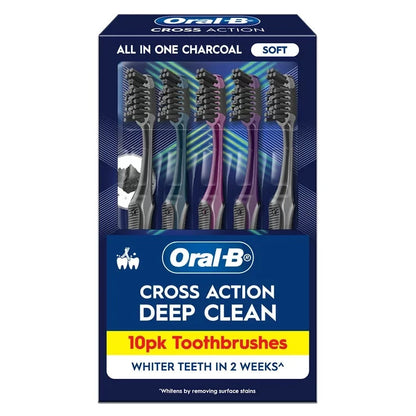 Oral-B Cross Action Deep Clean Ultrathin All In One Charcoal Toothbrush 10 Pack