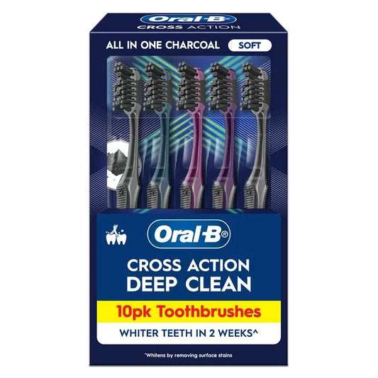 Oral-B Cross Action Deep Clean Ultrathin All In One Charcoal Toothbrush 10 Pack
