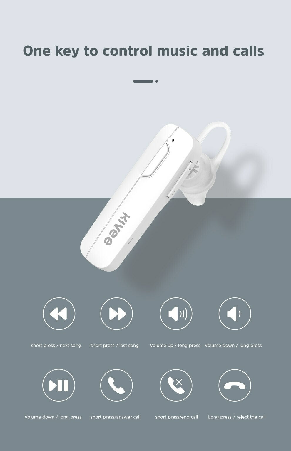 KIVEE TW32 Mini TWS Bluetooth Earphone Single Ear Handsfree with Mic for Driving