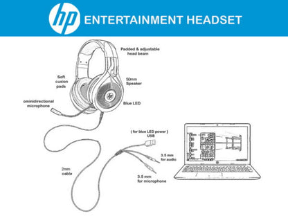 HP DHE-8010 Stereo Gaming Headset for Smartphone, PC, PS4, Xbox One, Cable 2 m