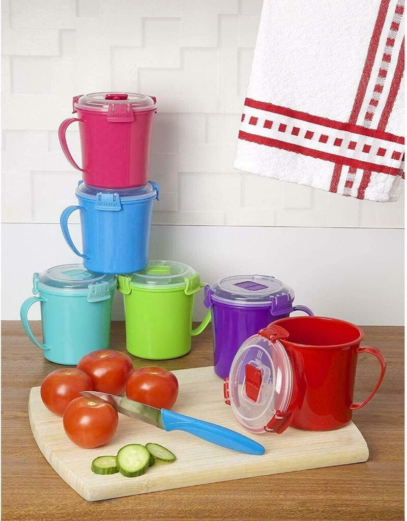 Sistema 3-Pack 656ml Microwave Medium Soup Mug Food Container BPA-Free