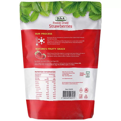 DJ&A Freeze Dried Strawberries 100g - Ready to Eat, All Natural, Plant Based