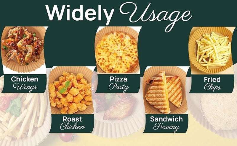 DATS Applaud Air Fryer Disposable Paper Liners Round, Oil & Water Proof, Baking