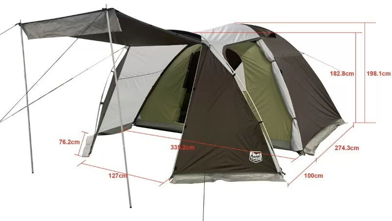 Timber Ridge 6 Person Family Waterproof Camping Dome Tent with Vestibule & Bag