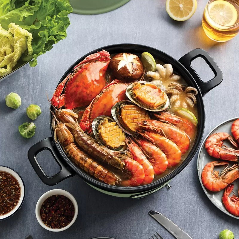 Morphy Richards Round Multi Function Grill Pan Electric Cooking Pot 1.8L Green