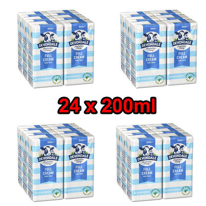24 x 200ml Devondale 100% Pure Full Cream Kids Long Life Milk No Preservatives