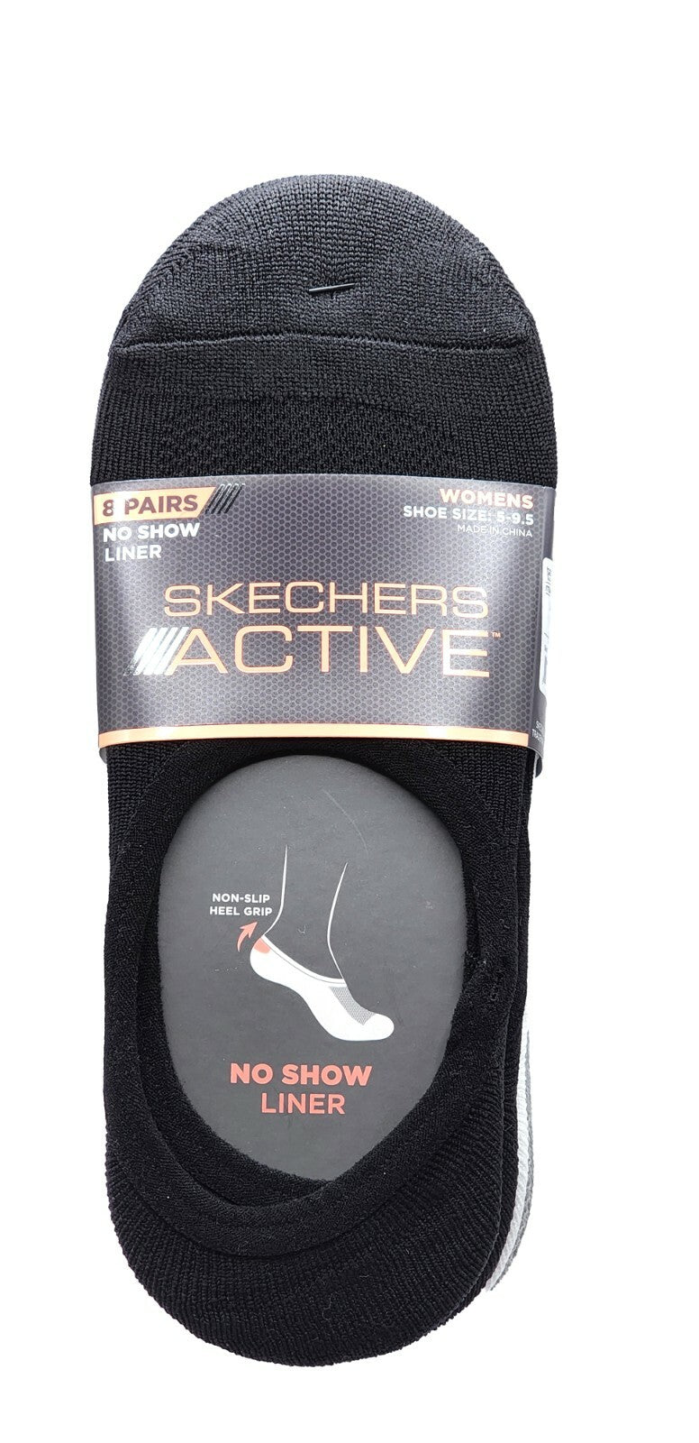 8 x Skechers Ladies Women No Show Liner Non-slip Heel Grip Active Sports Socks