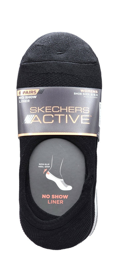 8 x Skechers Ladies Women No Show Liner Non-slip Heel Grip Active Sports Socks
