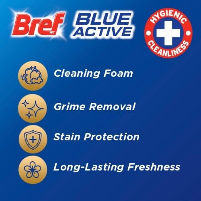 Bref 9-Pack Blue Active+ Eucalyptus Rim Block Toilet Cleaner 450g - Express Post