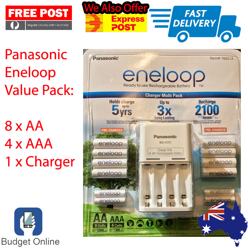 Eneloop Rechargeable Battery Charger Multi Pack NiMH 8 AA 4 AAA Battery Charger