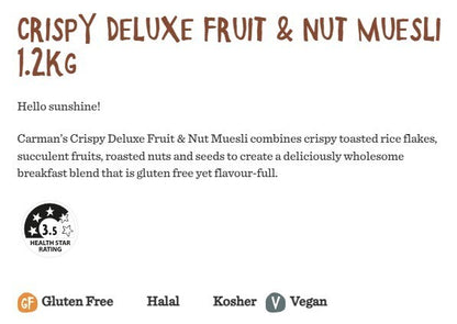 Carman's Crispy Deluxe Gluten Free Fruit & Nut Muesli Breakfast Cereal 1.2kg