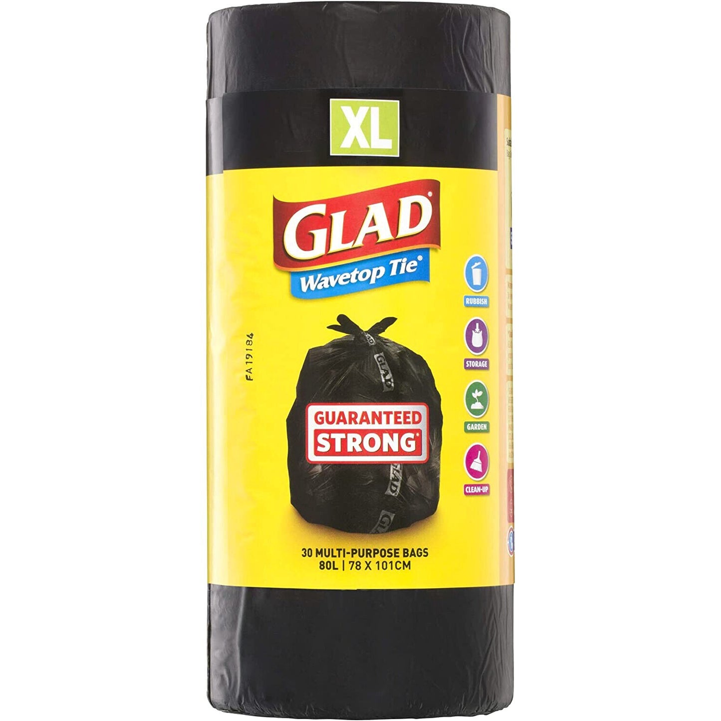 Glad 120 Kitchen Tidy Bag Extra Large Wavetop Tie Garbage Bags XL 80L 78 x 101cm