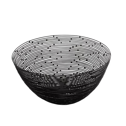 2 x Black Metal Wire Fruit Bowls Modern Decorative Countertop Storage Baskets