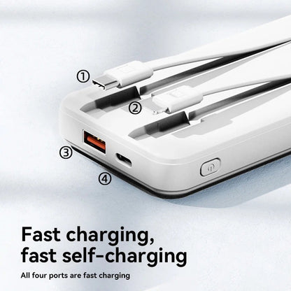 20000mAh 74Wh PD3.0 Fast Charging Power Bank w/ Built-in USB C & Lightning Cable