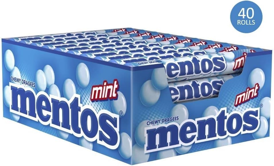 Mentos Mint Roll 40 x 37.5g Chewy Candy Sweets Dragees Assorted Minty Flavour