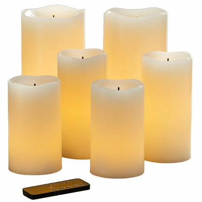 Gerson 6-Piece LED Flameless Candle Set with Remote Real Wax Glow Wick Unscented