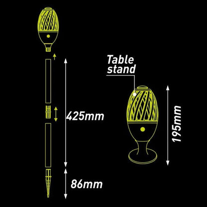 ProGlo IP65 Indoor/Outdoor LED Flame Effect Torch w/ Spike, Stand & USB Charging