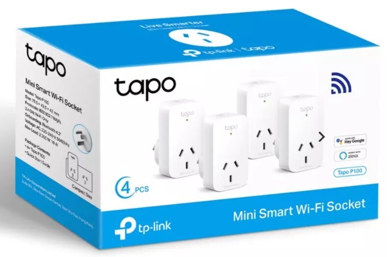 TP-Link Tapo P100 V2.20 Mini Smart Wi-Fi Socket AU Plug - Remote & Voice Control