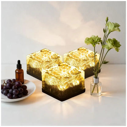 LED Solar Outdoor Garden Glass Brick Path Lights 6 Pack Warm White 8h Runtime