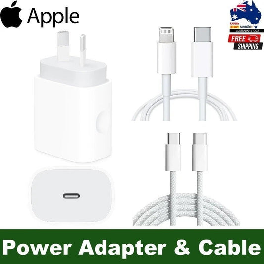 GENUINE Apple 20W Power Adapter / USB-C to Lightning or USB-C Charge Cable