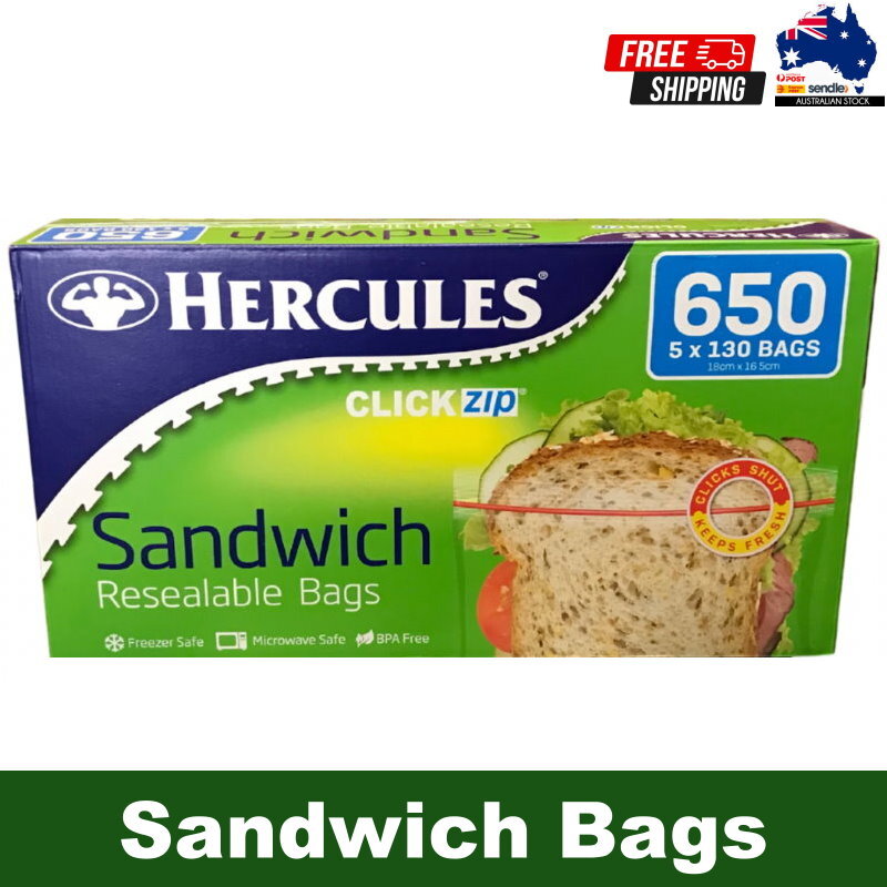 Hercules Resealable Sandwich Bags Freezer & Microwave Safe, BPA Free, Food Fresh