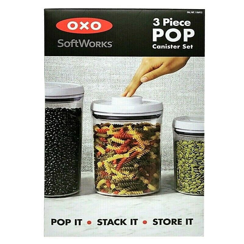 OXO SoftWorks 3-Piece Airtight POP Round Canister Set - 1.8 L, 2.8 L and 4.2 L