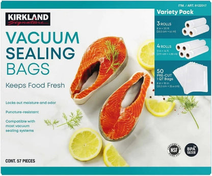 Kirkland Signature 57-Piece Vacuum Sealing Bags Assortment Pack BPA Free Express