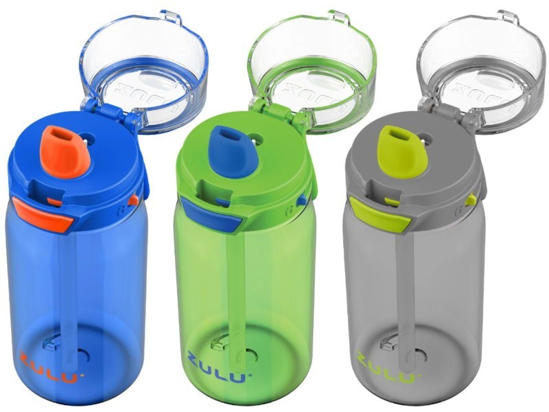 ZULU 3-Pack Kids Flex Tritan Water Bottle Set 16 oz / 473 ml for Boys or Girls