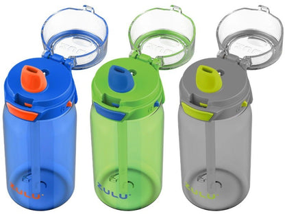 ZULU 3-Pack Kids Flex Tritan Water Bottle Set 16 oz / 473 ml for Boys or Girls