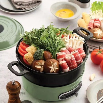 Morphy Richards Round Multi Function Grill Pan Electric Cooking Pot 1.8L Green