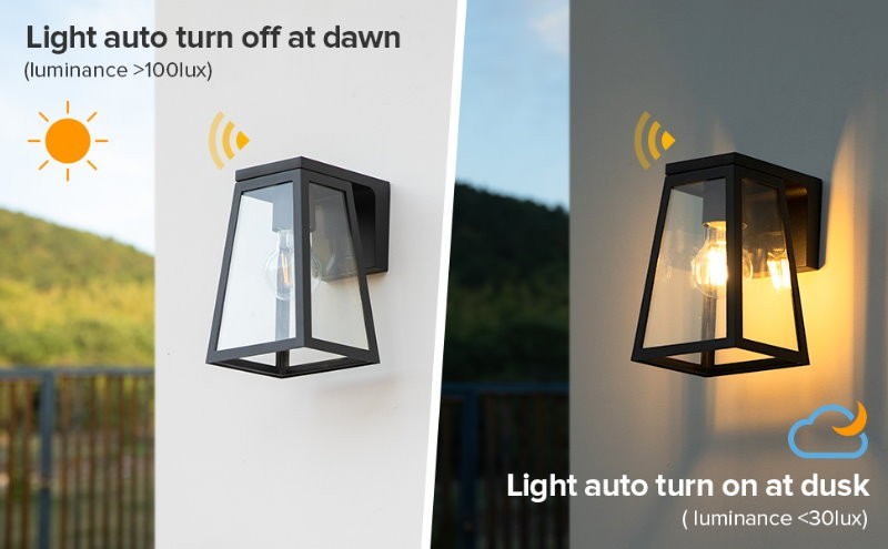 LUTEC 2-Pack Solar LED Coach Porch Light Aluminium Dusk to Dawn Wall Lights