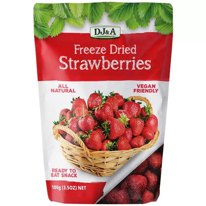DJ&A Freeze Dried Strawberries 100g - Ready to Eat, All Natural, Plant Based