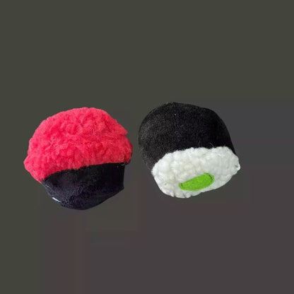 Yummy Sushi Catnip Toys 7 Piece Set with 2 Wands for Cats Soft Toy Playtime Fun