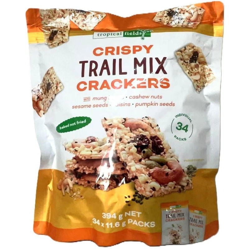 Tropical Fields 34-Pack Crispy Baked Trail Mix Crackers with Nuts and Seeds 394g