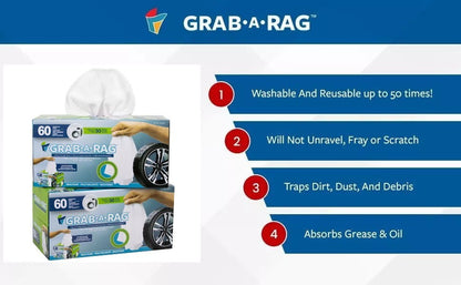 Grab-A-Rag 120-Count Reusable Washable Microfibre Rags Towel Cleaning Cloth